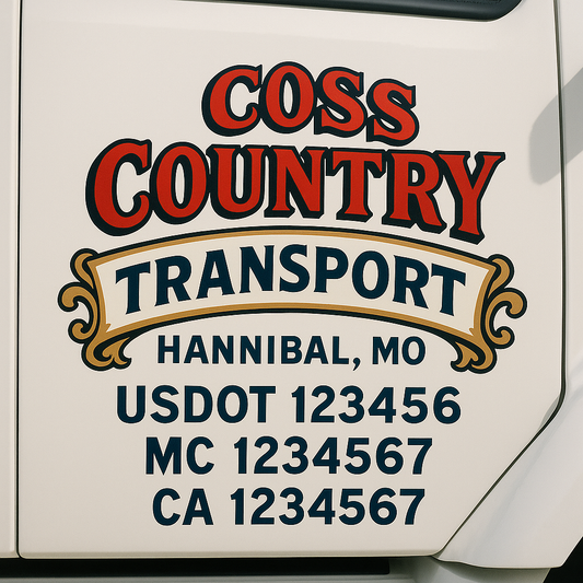 Custom Truck Door Decal Sticker Signs | Trucking or Business Name with City, USDOT, MC, CA Lettering Truck Signs