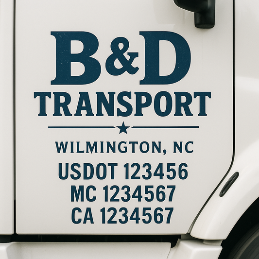 Custom Truck Door Decal Sticker Signs | Trucking or Business Name with City, USDOT, MC, CA Lettering Truck Signs