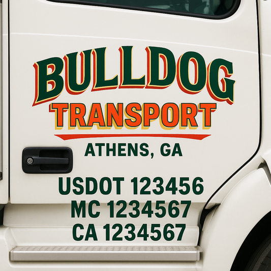 Custom Truck Door Decal Sticker Signs | Trucking or Business Name with City, USDOT, MC, CA Lettering Truck Signs