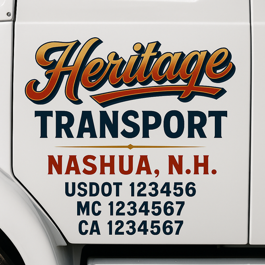 Custom Truck Door Decal Sticker Signs | Trucking or Business Name with City, USDOT, MC, CA Lettering Truck Signs
