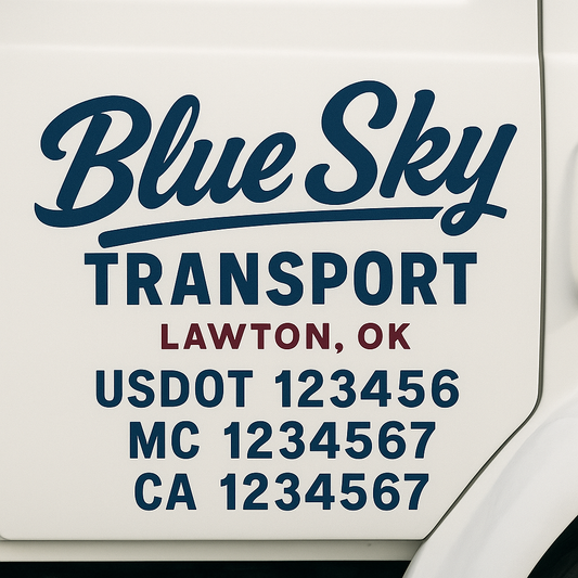Custom Truck Door Decal Sticker Signs | Trucking or Business Name with City, USDOT, MC, CA Lettering Truck Signs