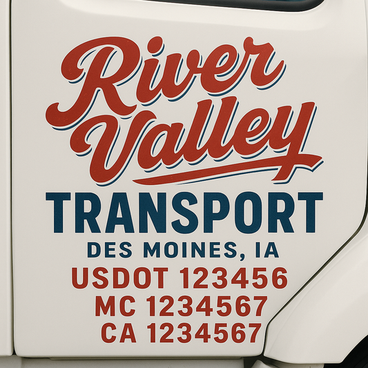Custom Truck Door Decal Sticker Signs | Trucking or Business Name with City, USDOT, MC, CA Lettering Truck Signs