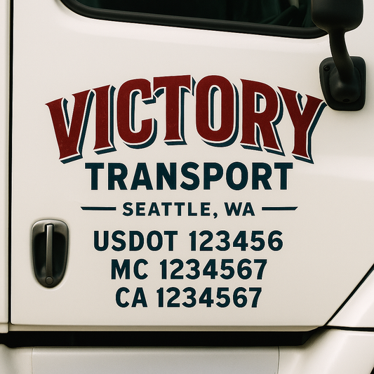 Custom Truck Door Decal Sticker Signs | Trucking or Business Name with City, USDOT, MC, CA Lettering Truck Signs