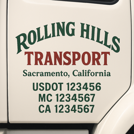 Custom Truck Door Decal Sticker Signs | Trucking or Business Name with City, USDOT, MC, CA Lettering Truck Signs
