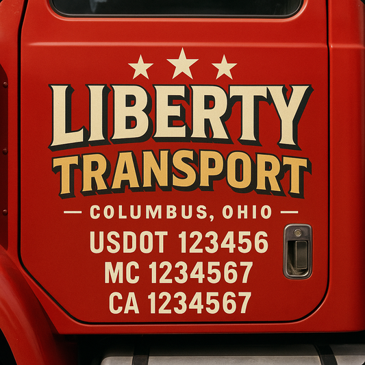 Custom Truck Door Decal Sticker Signs | Trucking or Business Name with City, USDOT, MC, CA Lettering Truck Signs