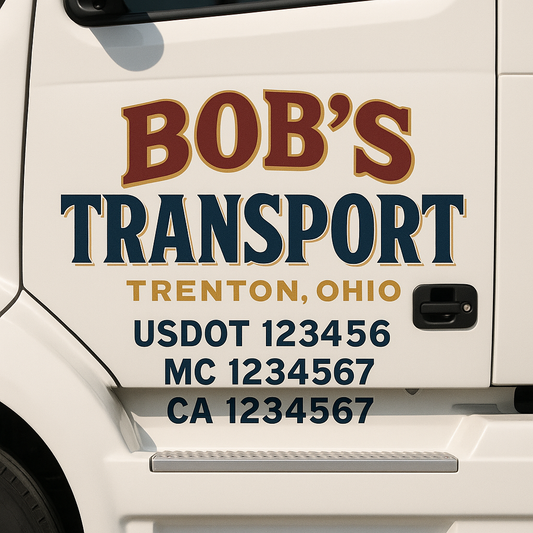 Custom Truck Door Decal Sticker Signs | Trucking or Business Name with City, USDOT, MC, CA Lettering Truck Signs