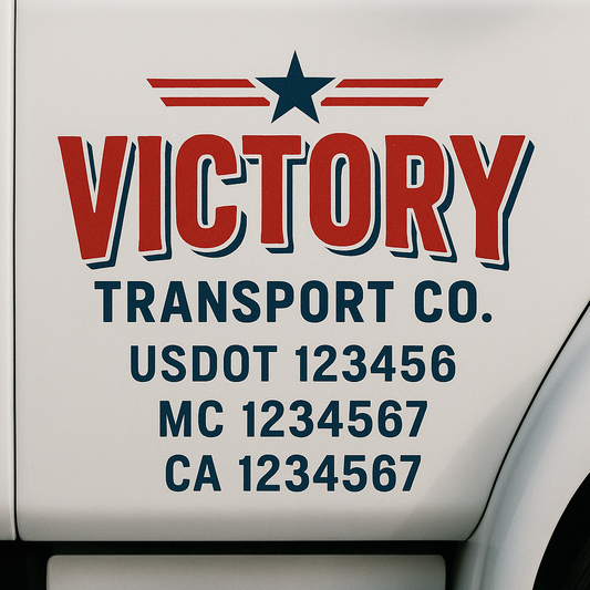 Custom Truck Door Decal Sticker Signs | Trucking or Business Name with City, USDOT, MC, CA Lettering Truck Signs