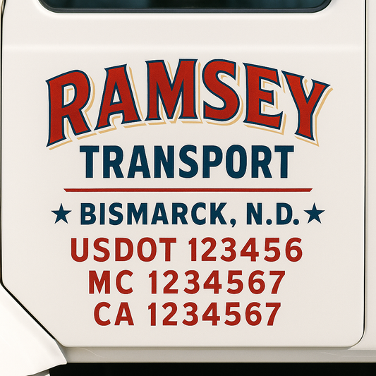 Custom Truck Door Decal Sticker Signs | Trucking or Business Name with City, USDOT, MC, CA Lettering Truck Signs