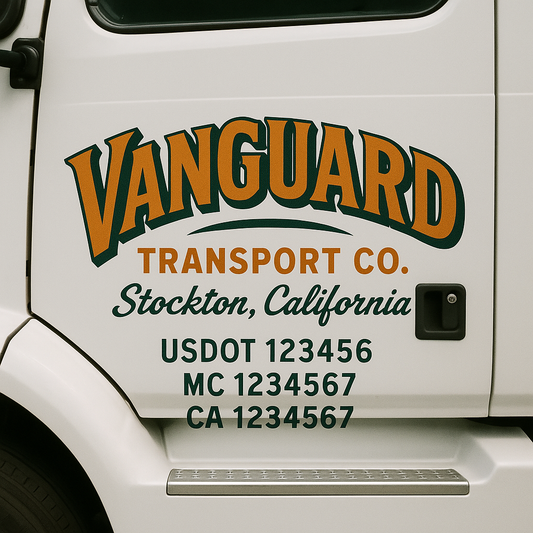 Custom Truck Door Decal Sticker Signs | Trucking or Business Name with City, USDOT, MC, CA Lettering Truck Signs