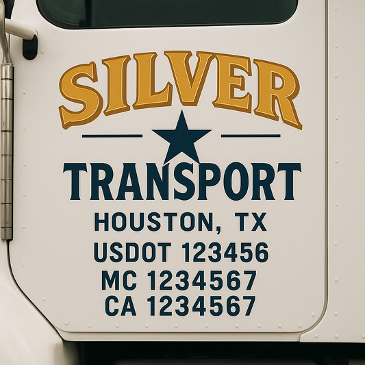 Custom Truck Door Decal Sticker Signs | Trucking or Business Name with City, USDOT, MC, CA Lettering Truck Signs