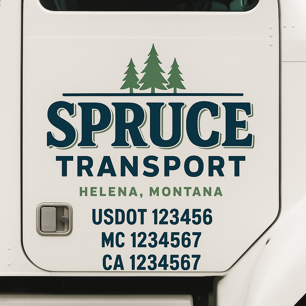 Custom Truck Door Decal Sticker Signs | Trucking or Business Name with City, USDOT, MC, CA Lettering Truck Signs