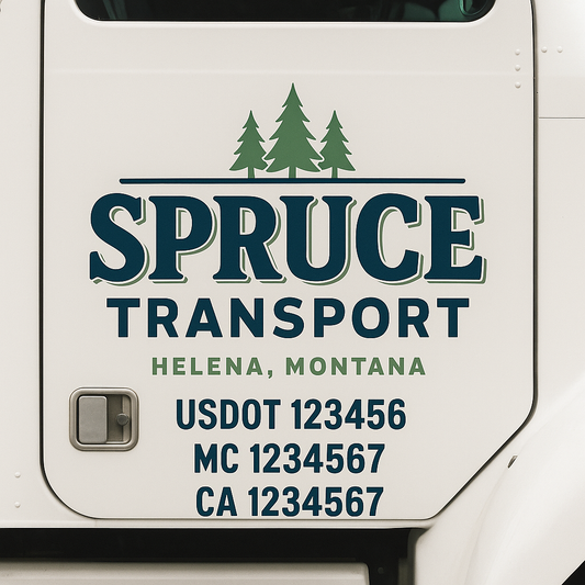 Custom Truck Door Decal Sticker Signs | Trucking or Business Name with City, USDOT, MC, CA Lettering Truck Signs