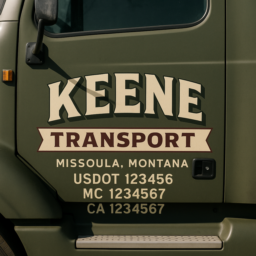 Custom Truck Door Decal Sticker Signs | Trucking or Business Name with City, USDOT, MC, CA Lettering Truck Signs