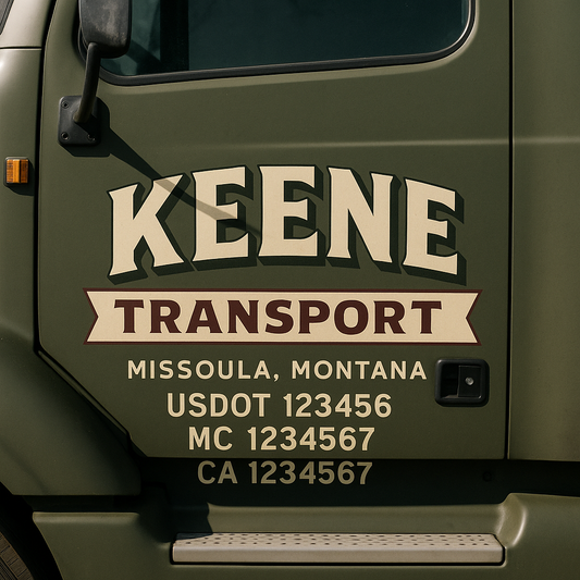 Custom Truck Door Decal Sticker Signs | Trucking or Business Name with City, USDOT, MC, CA Lettering Truck Signs
