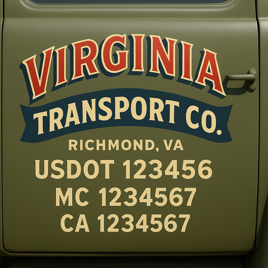 Custom Truck Door Decal Sticker Signs | Trucking or Business Name with City, USDOT, MC, CA Lettering Truck Signs