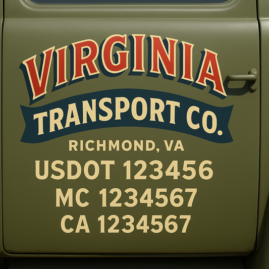 Custom Truck Door Decal Sticker Signs | Trucking or Business Name with City, USDOT, MC, CA Lettering Truck Signs