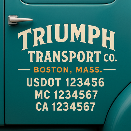 Custom Truck Door Decal Sticker Signs | Trucking or Business Name with City, USDOT, MC, CA Lettering Truck Signs