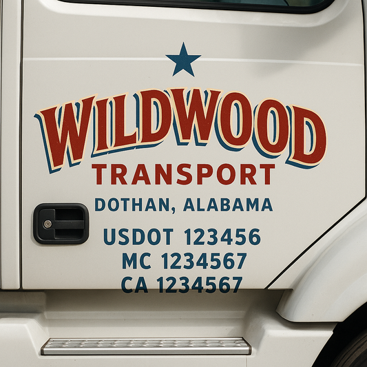 Custom Truck Door Decal Sticker Signs | Trucking or Business Name with City, USDOT, MC, CA Lettering Truck Signs
