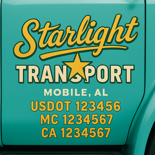 Custom Truck Door Decal Sticker Signs | Trucking or Business Name with City, USDOT, MC, CA Lettering Truck Signs