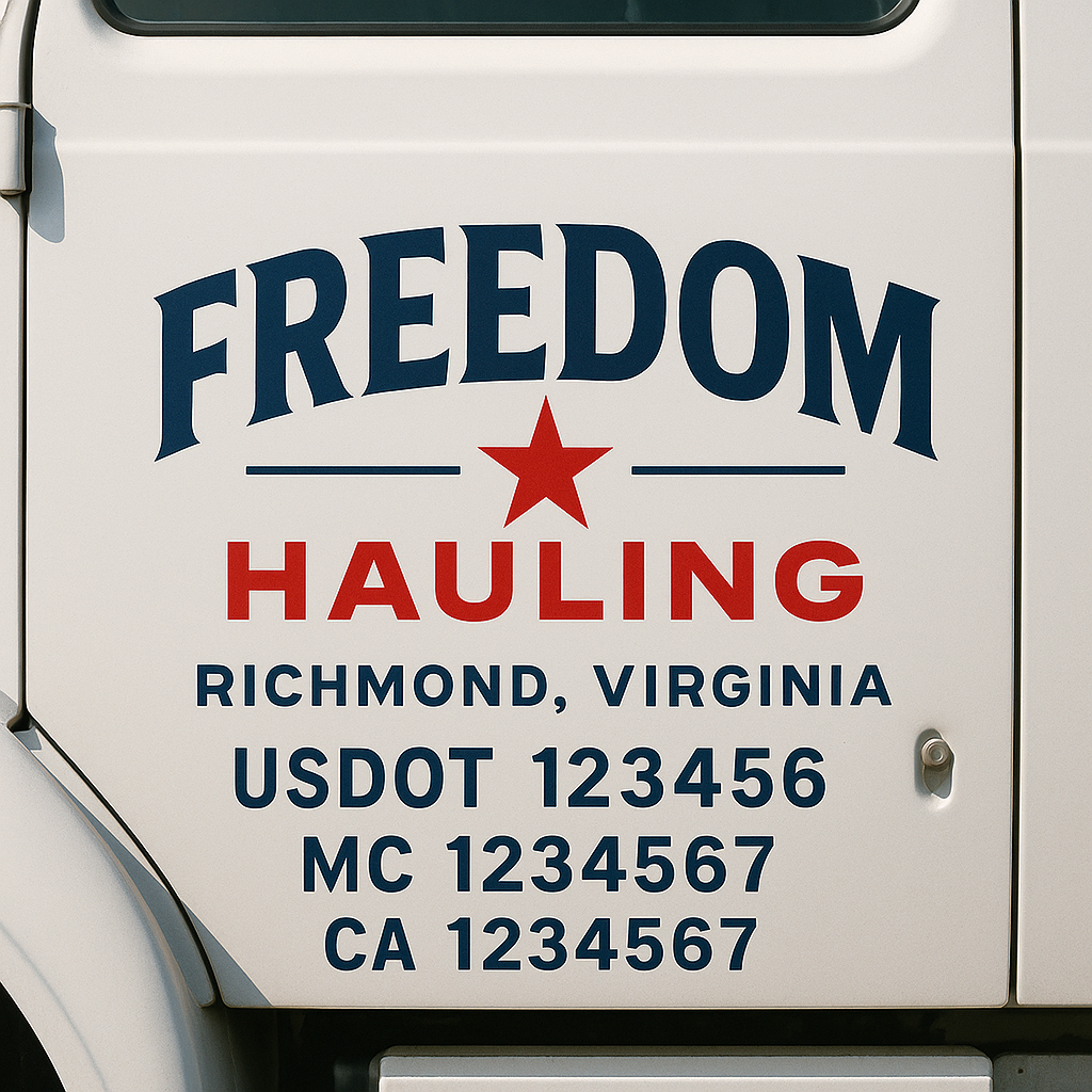 Custom Truck Door Decal Sticker Signs | Trucking or Business Name with City, USDOT, MC, CA Lettering Truck Signs