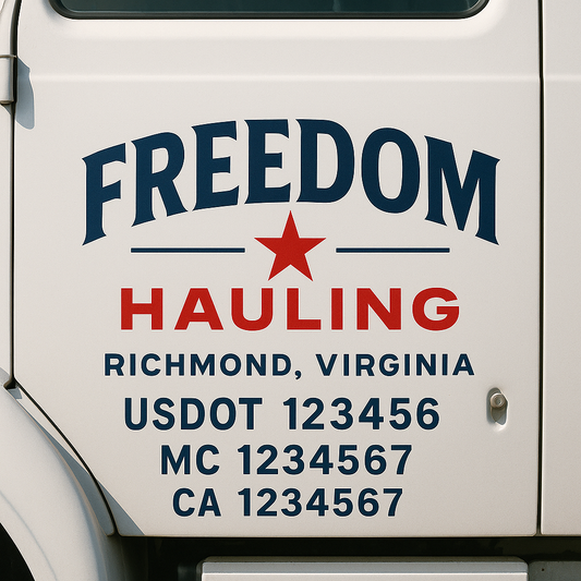 Custom Truck Door Decal Sticker Signs | Trucking or Business Name with City, USDOT, MC, CA Lettering Truck Signs