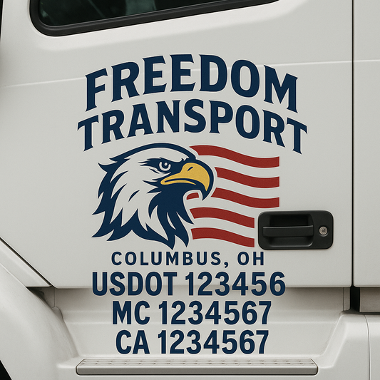 Custom Truck Door Decal Sticker Signs | Trucking or Business Name with City, USDOT, MC, CA Lettering Truck Signs