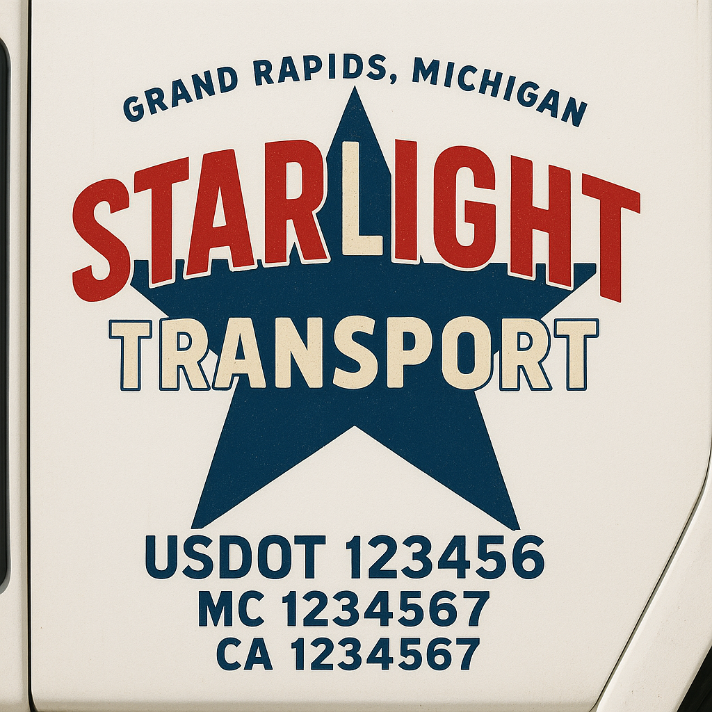 Custom Truck Door Decal Sticker Signs | Trucking or Business Name with City, USDOT, MC, CA Lettering Truck Signs