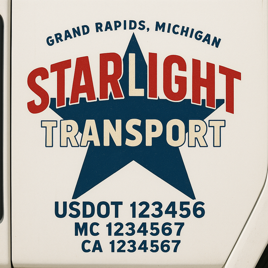 Custom Truck Door Decal Sticker Signs | Trucking or Business Name with City, USDOT, MC, CA Lettering Truck Signs