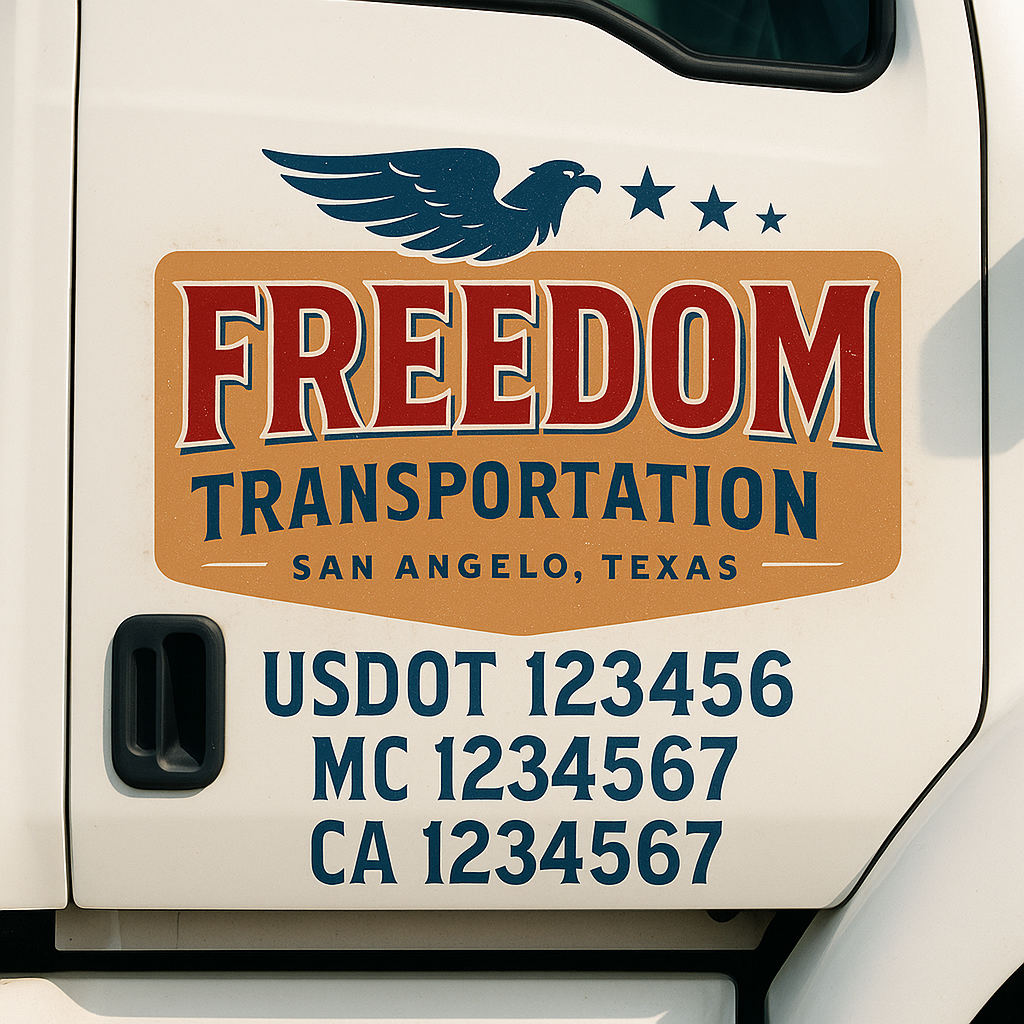 Custom Truck Door Decal Sticker Signs | Trucking or Business Name with City, USDOT, MC, CA Lettering Truck Signs