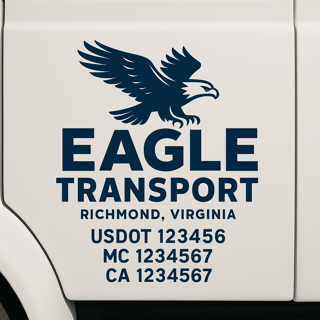 Custom Truck Door Decal Sticker Signs | Trucking or Business Name with City, USDOT, MC, CA Lettering Truck Signs
