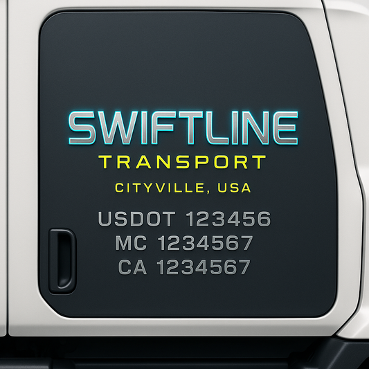 Custom Truck Door Decal Sticker Signs | Trucking or Business Name with City, USDOT, MC, CA Lettering Truck Signs