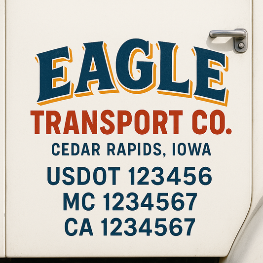 Custom Truck Door Decal Sticker Signs | Trucking or Business Name with City, USDOT, MC, CA Lettering Truck Signs