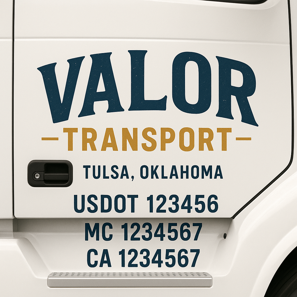 Custom Truck Door Decal Sticker Signs | Trucking or Business Name with City, USDOT, MC, CA Lettering Truck Signs
