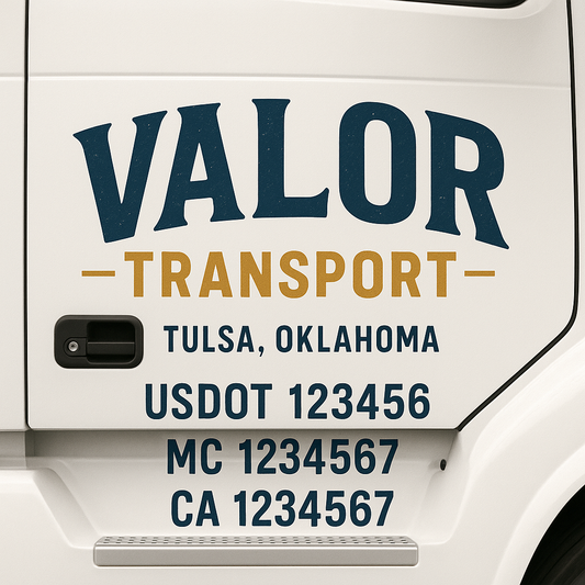 Custom Truck Door Decal Sticker Signs | Trucking or Business Name with City, USDOT, MC, CA Lettering Truck Signs