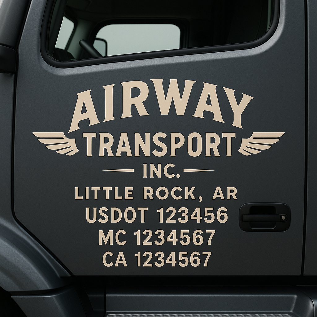 Custom Truck Door Decal Sticker Signs | Trucking or Business Name with City, USDOT, MC, CA Lettering Truck Signs