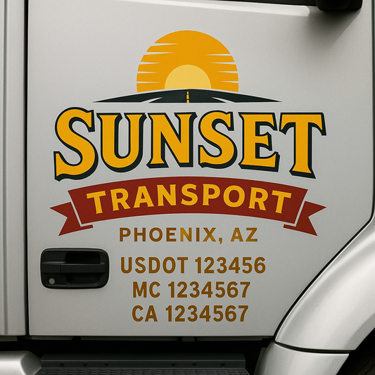 Custom Truck Door Decal Sticker Signs | Trucking or Business Name with City, USDOT, MC, CA Lettering Truck Signs