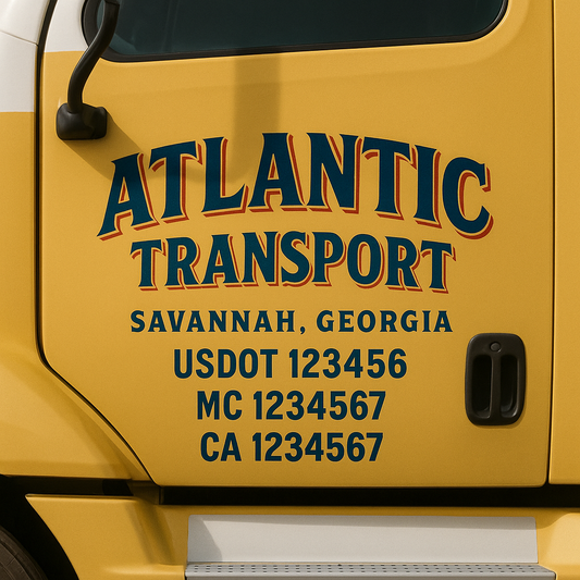 Custom Truck Door Decal Sticker Signs | Trucking or Business Name with City, USDOT, MC, CA Lettering Truck Signs