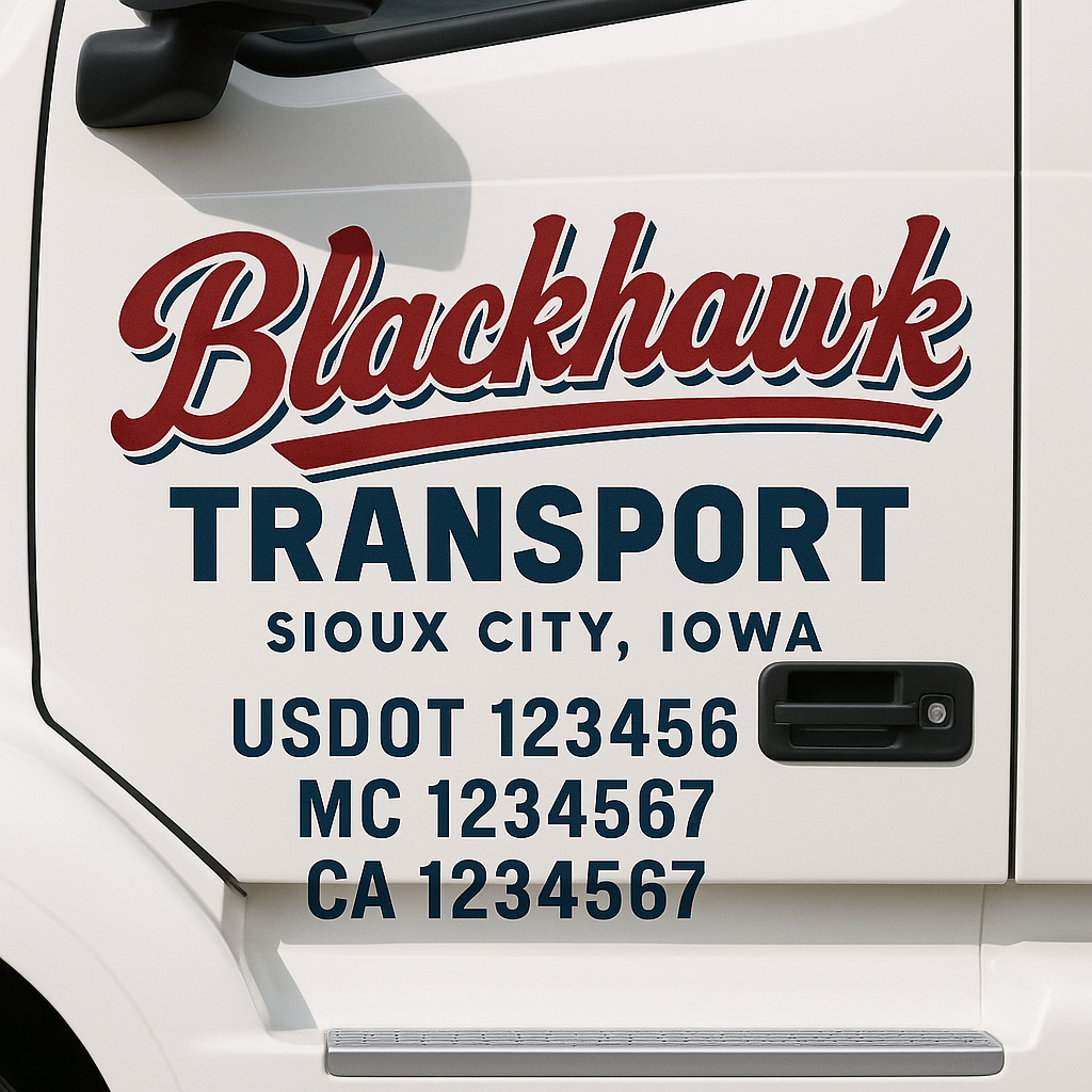 Custom Truck Door Decal Sticker Signs | Trucking or Business Name with City, USDOT, MC, CA Lettering Truck Signs