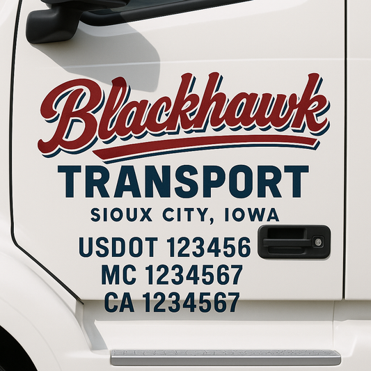 Custom Truck Door Decal Sticker Signs | Trucking or Business Name with City, USDOT, MC, CA Lettering Truck Signs