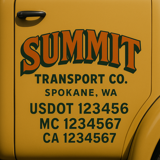 Custom Truck Door Decal Sticker Signs | Trucking or Business Name with City, USDOT, MC, CA Lettering Truck Signs