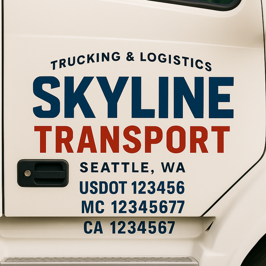 Custom Truck Door Decal Sticker Signs | Trucking or Business Name with City, USDOT, MC, CA Lettering Truck Signs