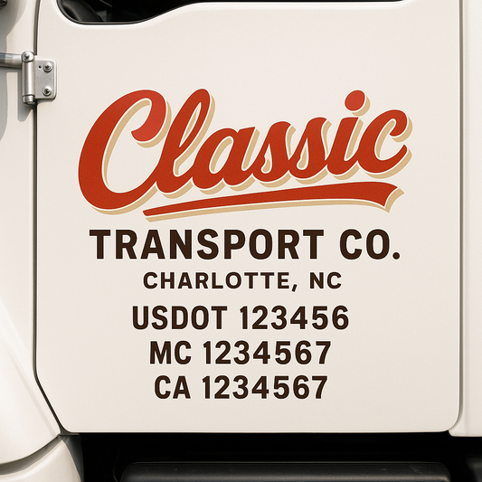Custom Truck Door Decal Sticker Signs | Trucking or Business Name with City, USDOT, MC, CA Lettering Truck Signs