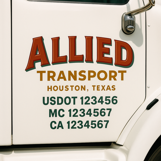 Custom Truck Door Decal Sticker Signs | Trucking or Business Name with City, USDOT, MC, CA Lettering Truck Signs
