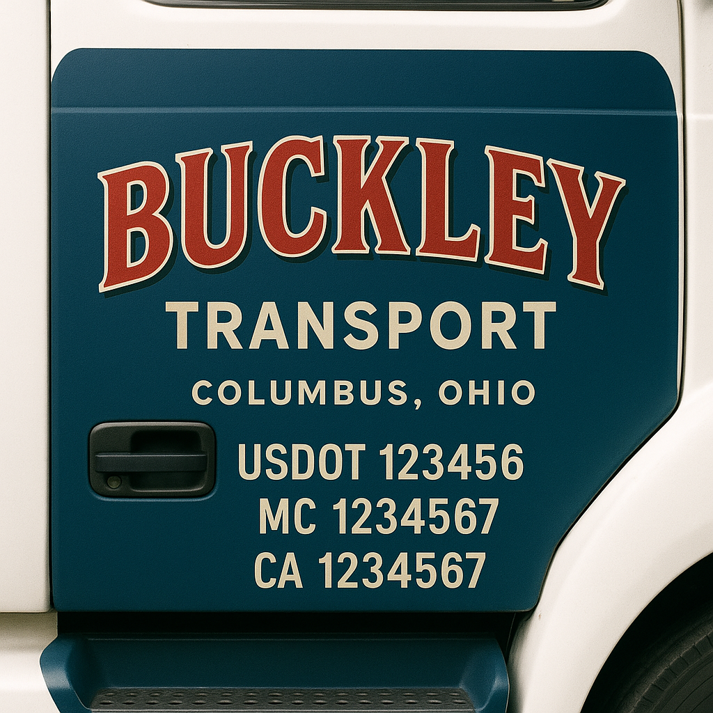 Custom Truck Door Decal Sticker Signs | Trucking or Business Name with City, USDOT, MC, CA Lettering Truck Signs