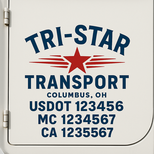 Custom Truck Door Decal Sticker Signs | Trucking or Business Name with City, USDOT, MC, CA Lettering Truck Signs