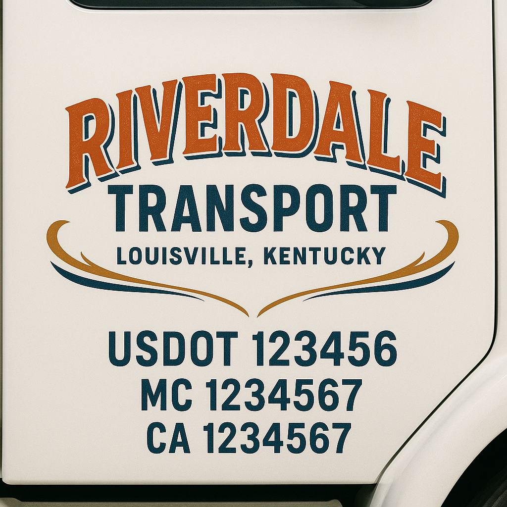 Custom Truck Door Decal Sticker Signs | Trucking or Business Name with City, USDOT, MC, CA Lettering Truck Signs
