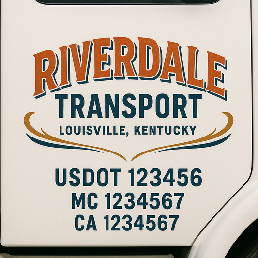 Custom Truck Door Decal Sticker Signs | Trucking or Business Name with City, USDOT, MC, CA Lettering Truck Signs