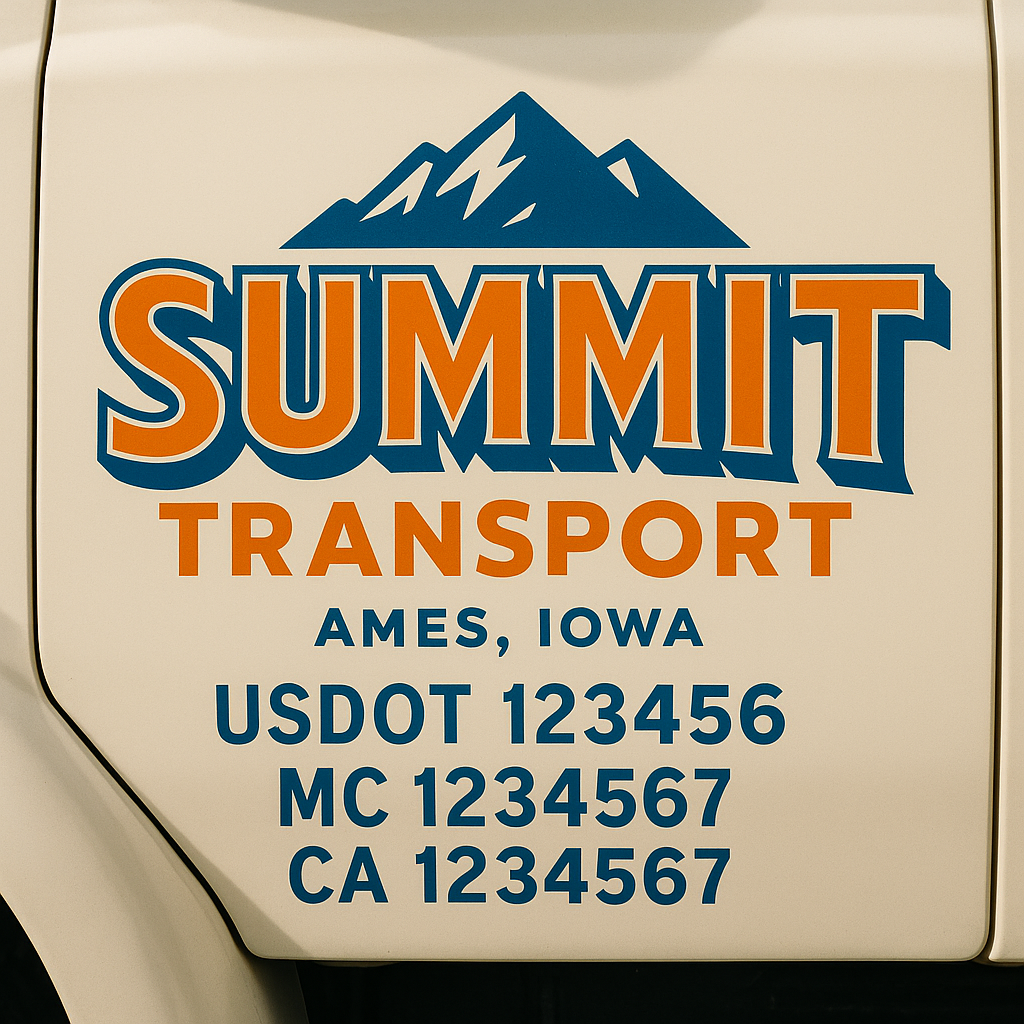 Custom Truck Door Decal Sticker Signs | Trucking or Business Name with City, USDOT, MC, CA Lettering Truck Signs