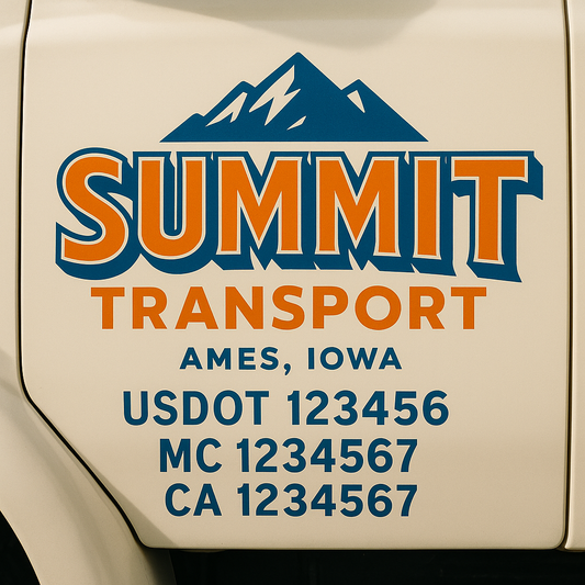 Custom Truck Door Decal Sticker Signs | Trucking or Business Name with City, USDOT, MC, CA Lettering Truck Signs