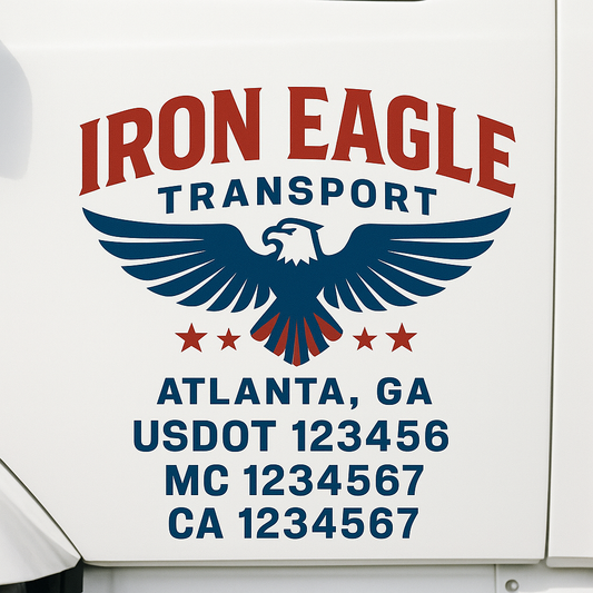 Custom Truck Door Decal Sticker Signs | Trucking or Business Name with City, USDOT, MC, CA Lettering Truck Signs